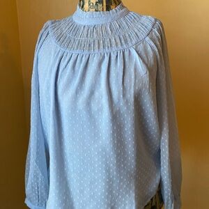 LOFT Light Blue Pleated Blouse